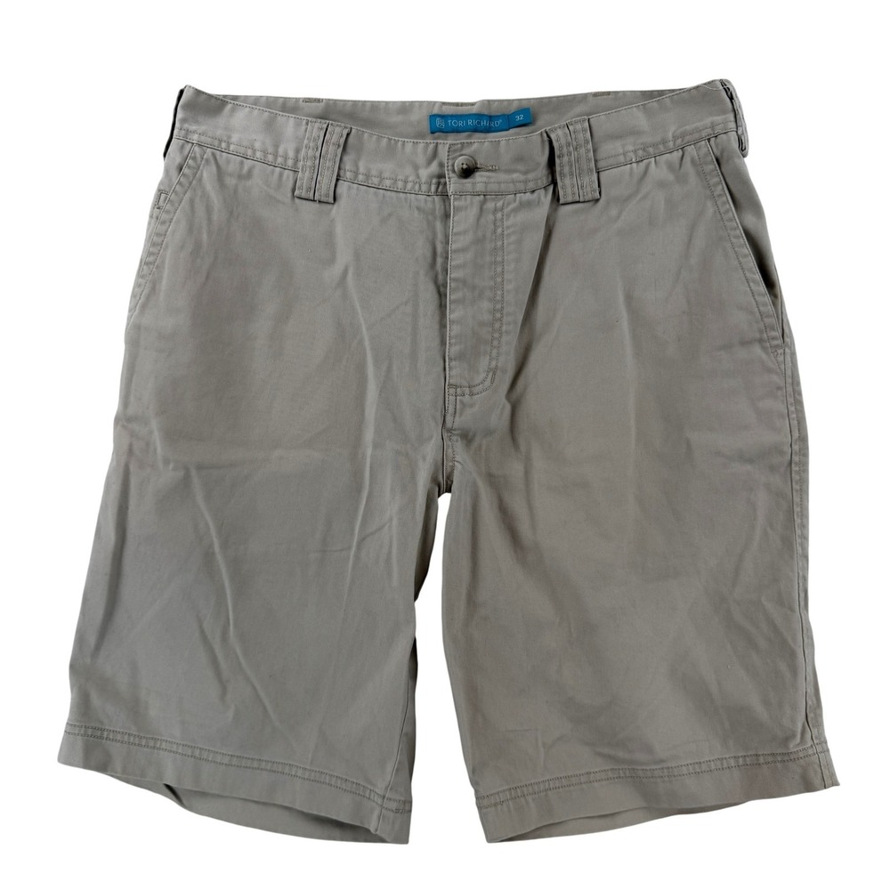 Tori Richard Shorts‎ Mens 32 Beige Chino Stretch Flat Front 9 Inseam Casual
